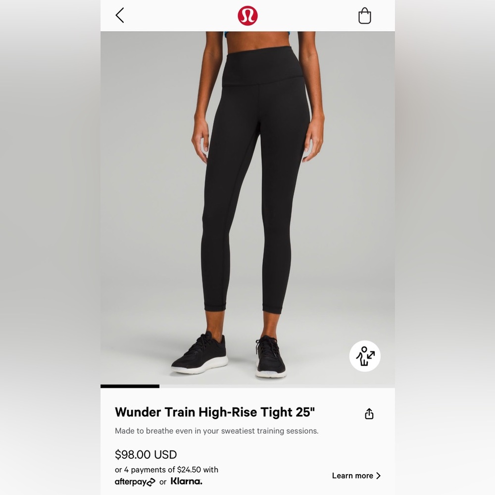 Lululemon Wunder Train High Rise Tight 25” size 12